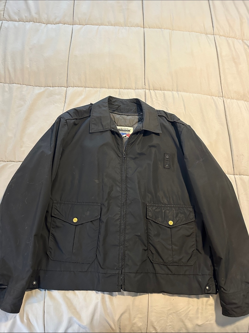 Blauer Black Military-Style Field Jacket with Flap Pockets